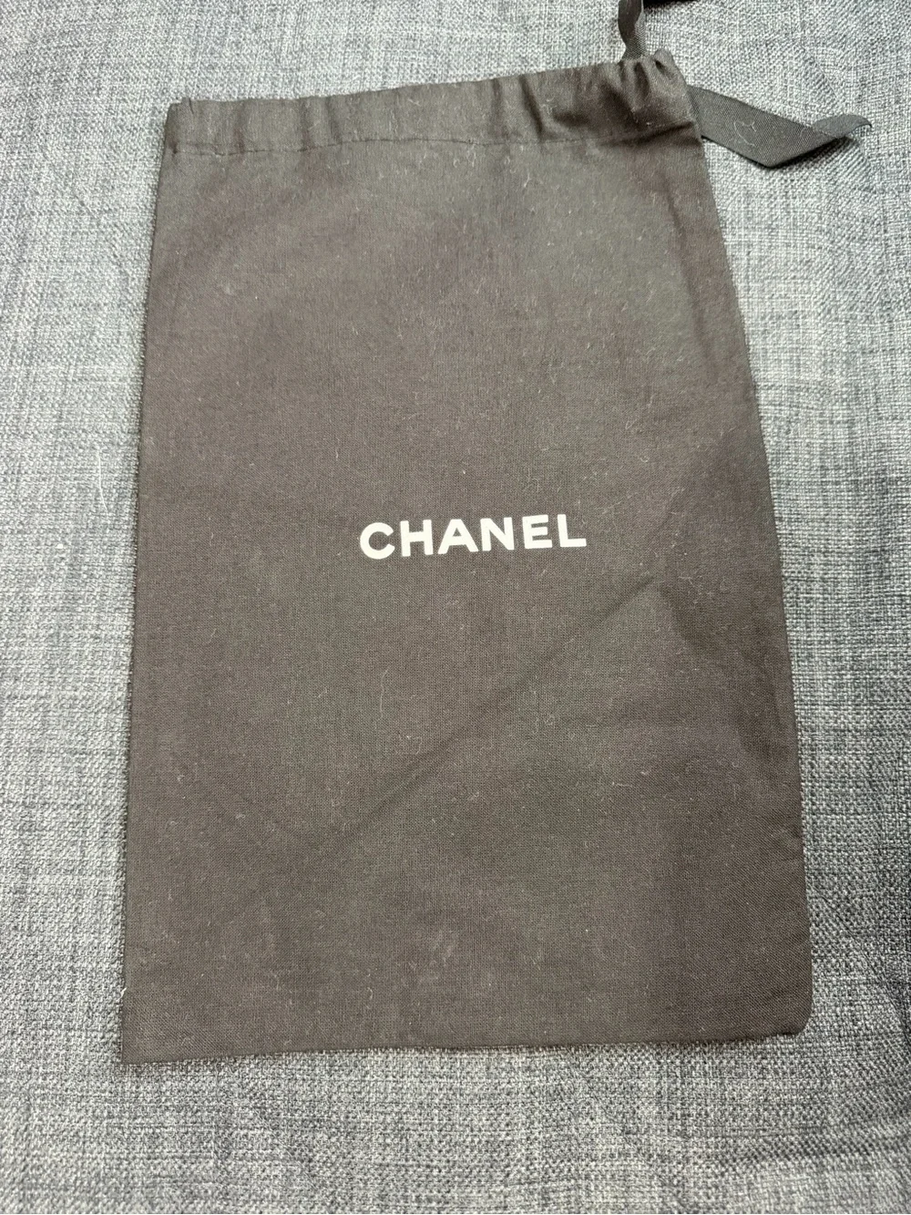 CHANEL Black Dust Bag Pouch with White Logo